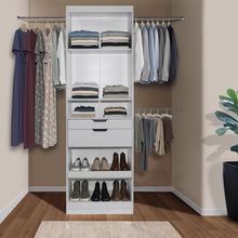 Load image into Gallery viewer, Oslo 72.8 H x 97-145-in W White Composite Wood Closet Organizer w/ Drawers/Shelves and Rods