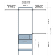 Load image into Gallery viewer, Monaco 72.8 H x 92-142-in W White Composite Wood Closet Organizer w/ Drawers/Shelves and Rods