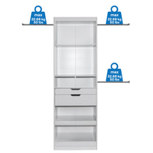 Load image into Gallery viewer, Oslo 72.8 H x 97-145-in W White Composite Wood Closet Organizer w/ Drawers/Shelves and Rods