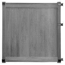 Load image into Gallery viewer, Misty Gray Woodgrain Pre-Assembled Vinyl Fence Gate 6 x 6-ft
