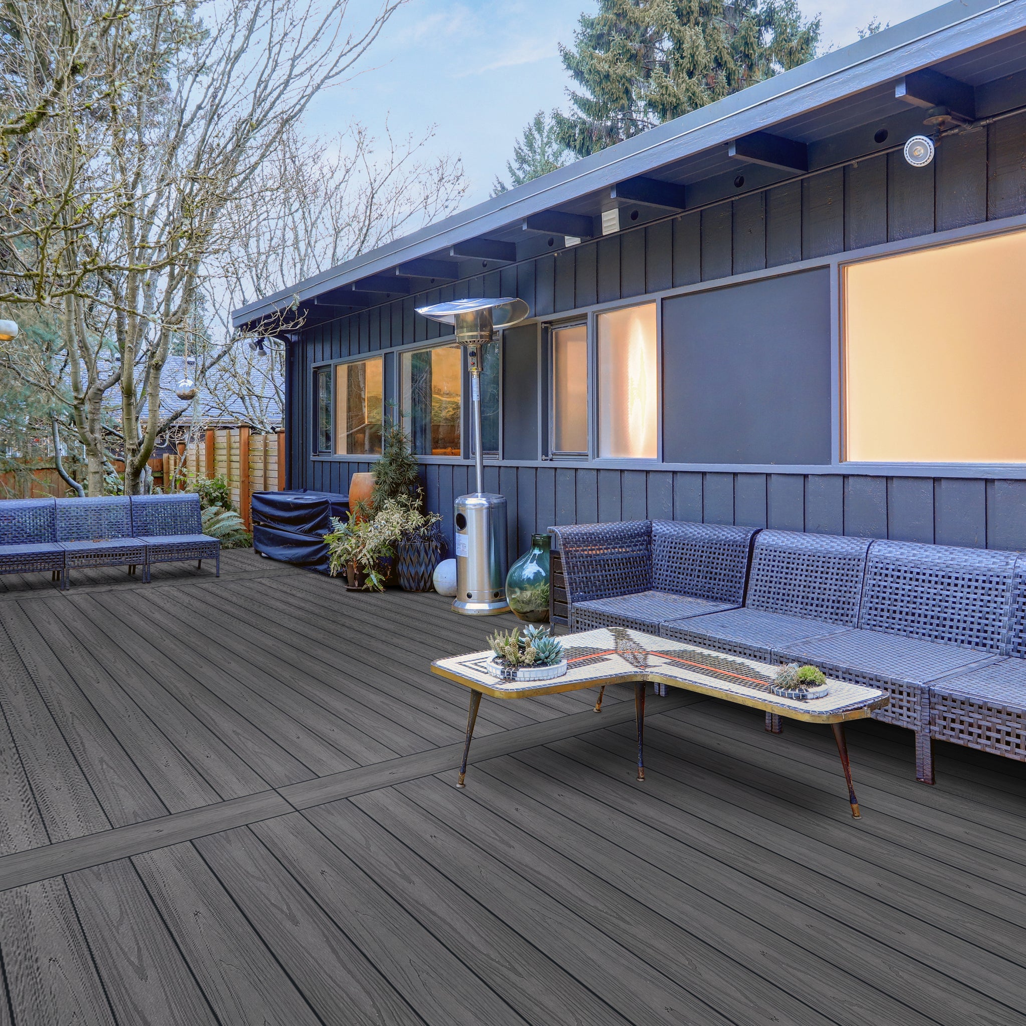 Graphite Oak Tunnel Core Composite Deck Planks - 4/Pack 8-ft