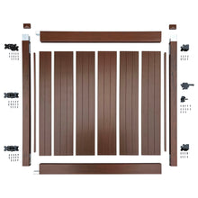 Load image into Gallery viewer, Mangrove Brown Woodgrain Vinyl Unassembled Fence Gate 6 x 6-ft
