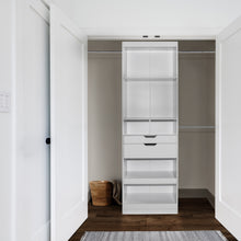 Load image into Gallery viewer, Oslo 72.8 H x 97-145-in W White Composite Wood Closet Organizer w/ Drawers/Shelves and Rods
