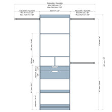 Load image into Gallery viewer, Oslo 72.8 H x 97-145-in W White Composite Wood Closet Organizer w/ Drawers/Shelves and Rods
